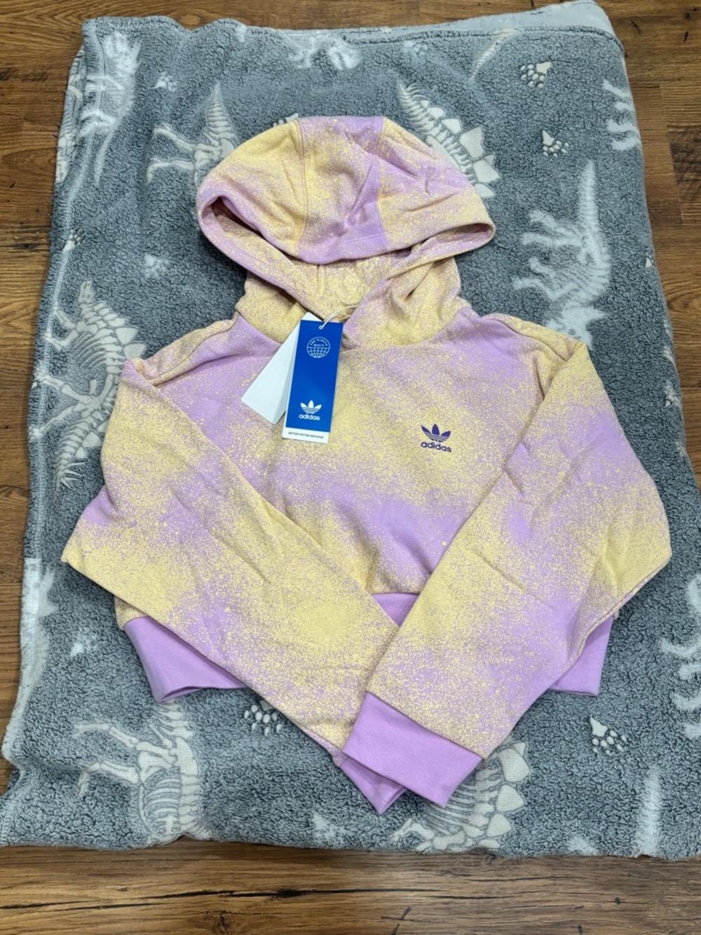 Adidas Originals Pastel Bliss Lilac & Yellow Cropped Hoodie